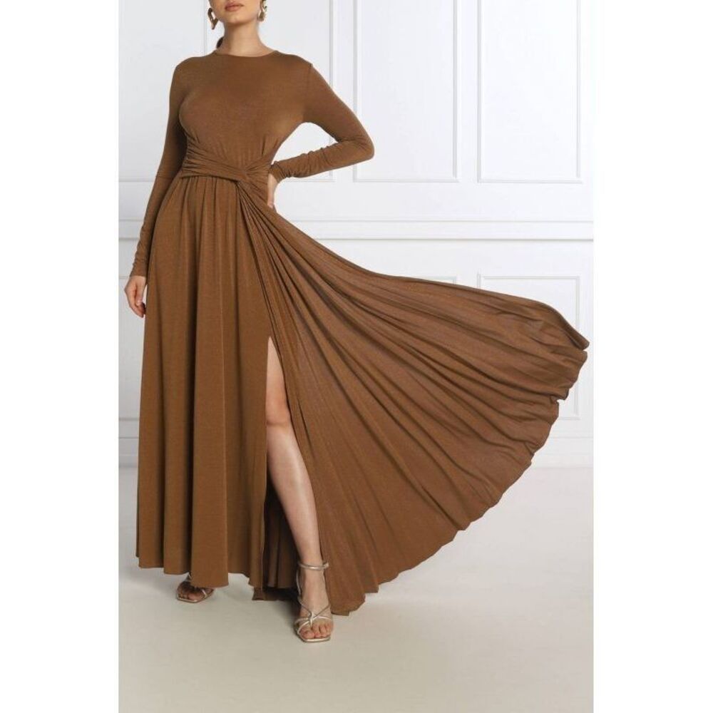 Marella Altea maxi dress twisted front lurex-jersey Size S NEW
